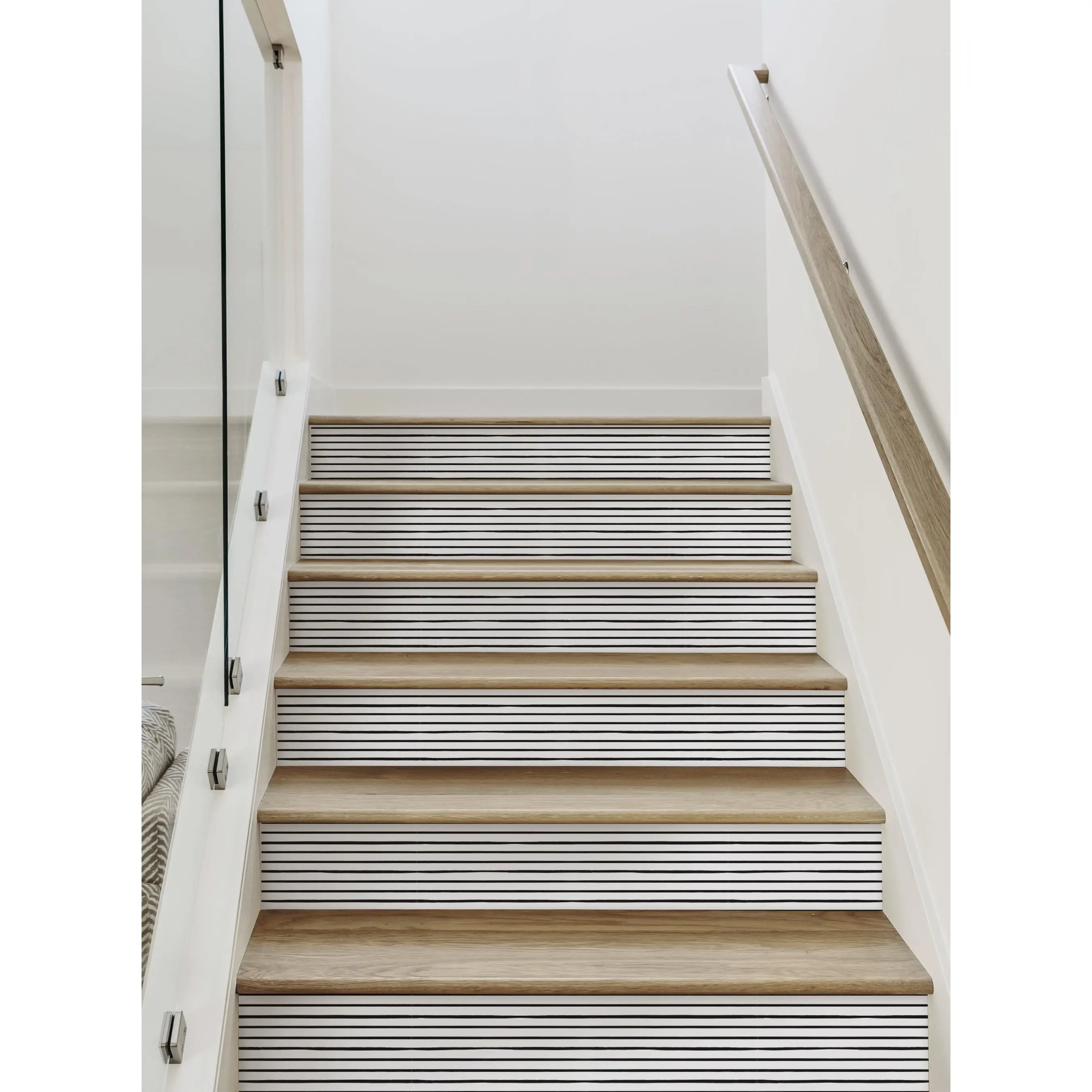 Painted Horizontal Lines Peel-and-Stick Stair Riser Vinyl Decal, Self-Adhesive Decor Sticker for Home Wall Decor