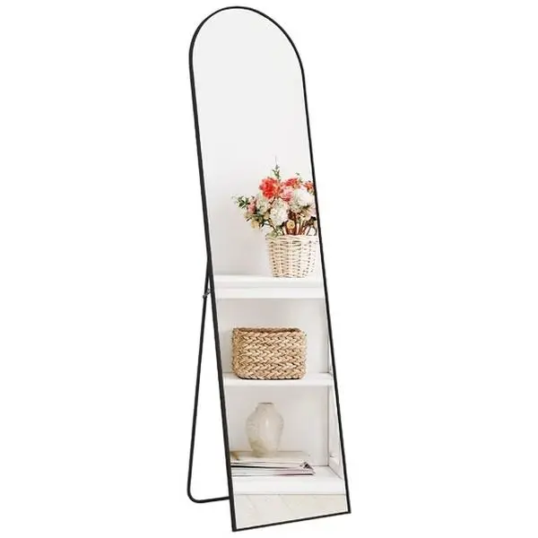 59"x16" Arched Full Length Mirror, Full Body Standing Mirror Floor Mirrors, Black