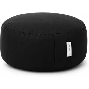 Meditation Cushion - 15" Buckwheat Pillow with Removable Cotton Cover and Carry Handle - Round Floor Cushion for Yoga, Meditation, Pilates, and Floor Sitting - Meditation Pillow