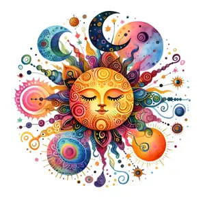 Sun and Moon Colorful Design Direct To Film Print, DTF Print, Ready To Press Print For T-Shirts
