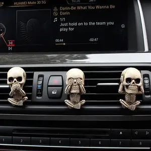 3pcs Eco-Friendly Resin Skull Scented Wax Melts, Cute Ghost Skull Clip Set, Car Vent Decor, Creative Home Fragrance, Fun Gift, Car Air Freshener