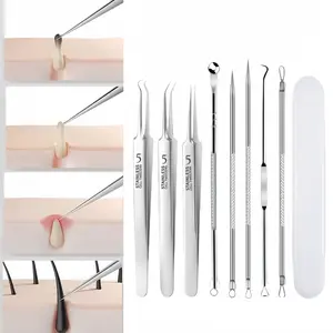 8-Piece Blackhead Remover Set - Stainless Steel Precision Acne Squeezer & Acne Needle Set for facial cleansing, suitable for all skin types, a must-have for home skincare
