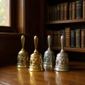 Vintage Hand Cranked Bell, Retro Brass Bell, Service Bell Call Bell for Restaurant, Elderly Call Bell, Classroom Hand Bell, Early Education Teaching Bell