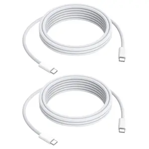 240w USB-C Charge  2M 2-Pack,[Soft & Flexible Braided] 6.6 FT USB C    White Support PD3.1/5A & 480Mbps for MacBook Neo Pro Air, 17/16/15, iPad Pro/Air, Sam-Sung