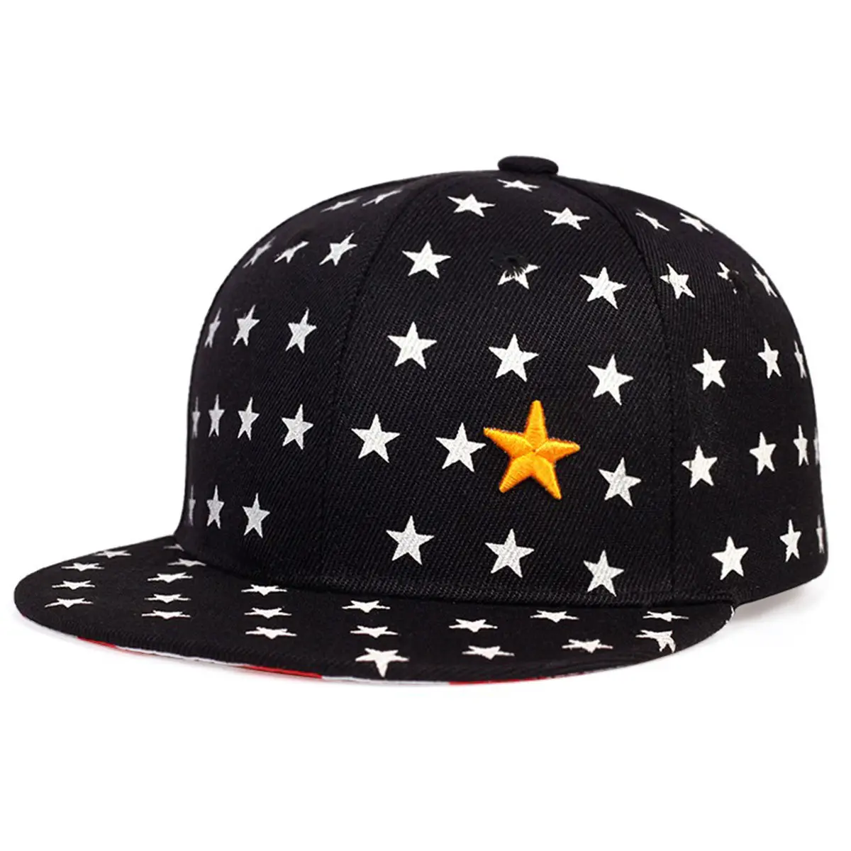 Star Printed Kids Flat Brim Cap, Unisex Baseball Hat, Hip Hop Style Casual Caps, Fashion Headwear for Boys Girls Toddlers