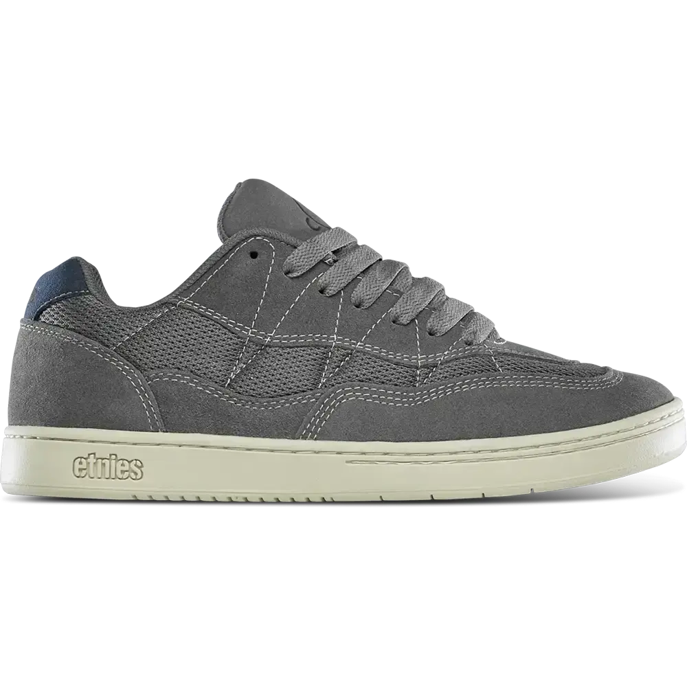 etnies Snake Dark Grey Men's Skateboarding Shoes - 90s Street Skating Icon in Suede and Mesh, STI Comfort Level 1 Insole, Egg-Crate Midsole, Breathable Mesh Tongue, Elastic Straps, Reinforced Upper, 400 NBS Outsole