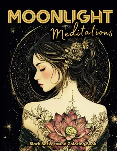 Moonlight Meditations Black Background Coloring Book: Relaxing and Interesting Variety Coloring Book Filled with People Animals