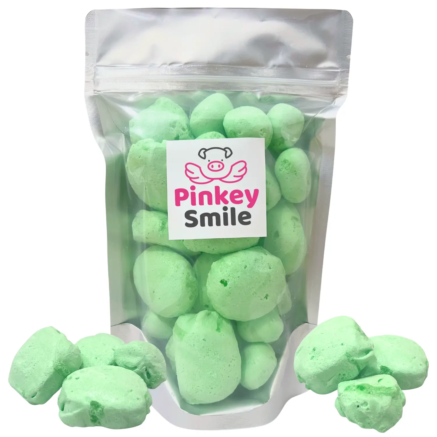 Freeze Dried Candy Green Apple Salt Water Taffy 2 oz - Cut To Bite Sized Pieces - Ships In Box - Deliciously Crunchy, Intense Flavor, Lightweight Snack