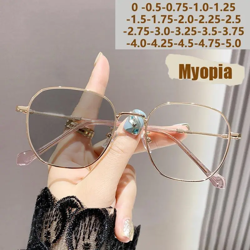 Women's Prescription-Friendly Photocromatic Anti-Blue Rectangular Large-Frame Nearsighted Glasses 9791, Anti-Blue Women's Frames, Prescription-Friendly Women's Frames