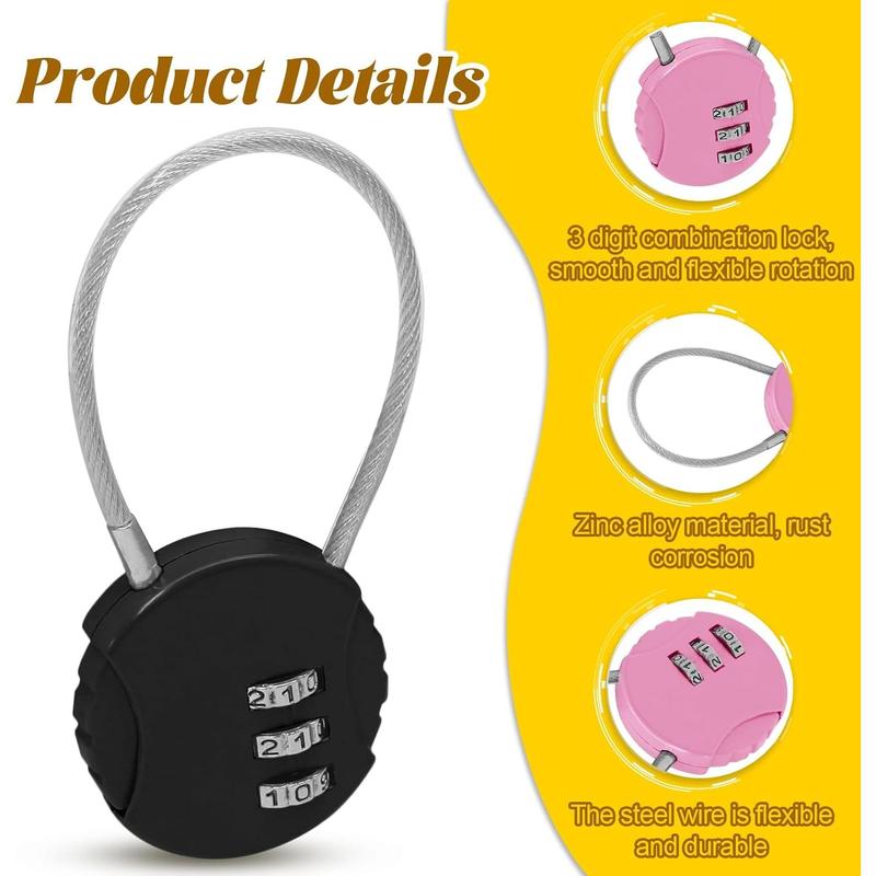 2 Pack 3 Digit Combination Lock - Outdoor Waterproof Padlock - Mini Combination Padlock Luggage Lock for School Locker Backpack Travel Toolbox Storage - Pink + Black