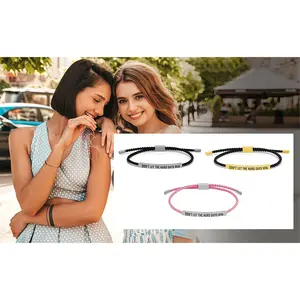 Don't  Let The Hard Days Win Bracelet Daily Motivation Adjustable Stainless Steel Braided Bracelet for Her Inspirational Gift for Stress Anxiety & Hustle Life