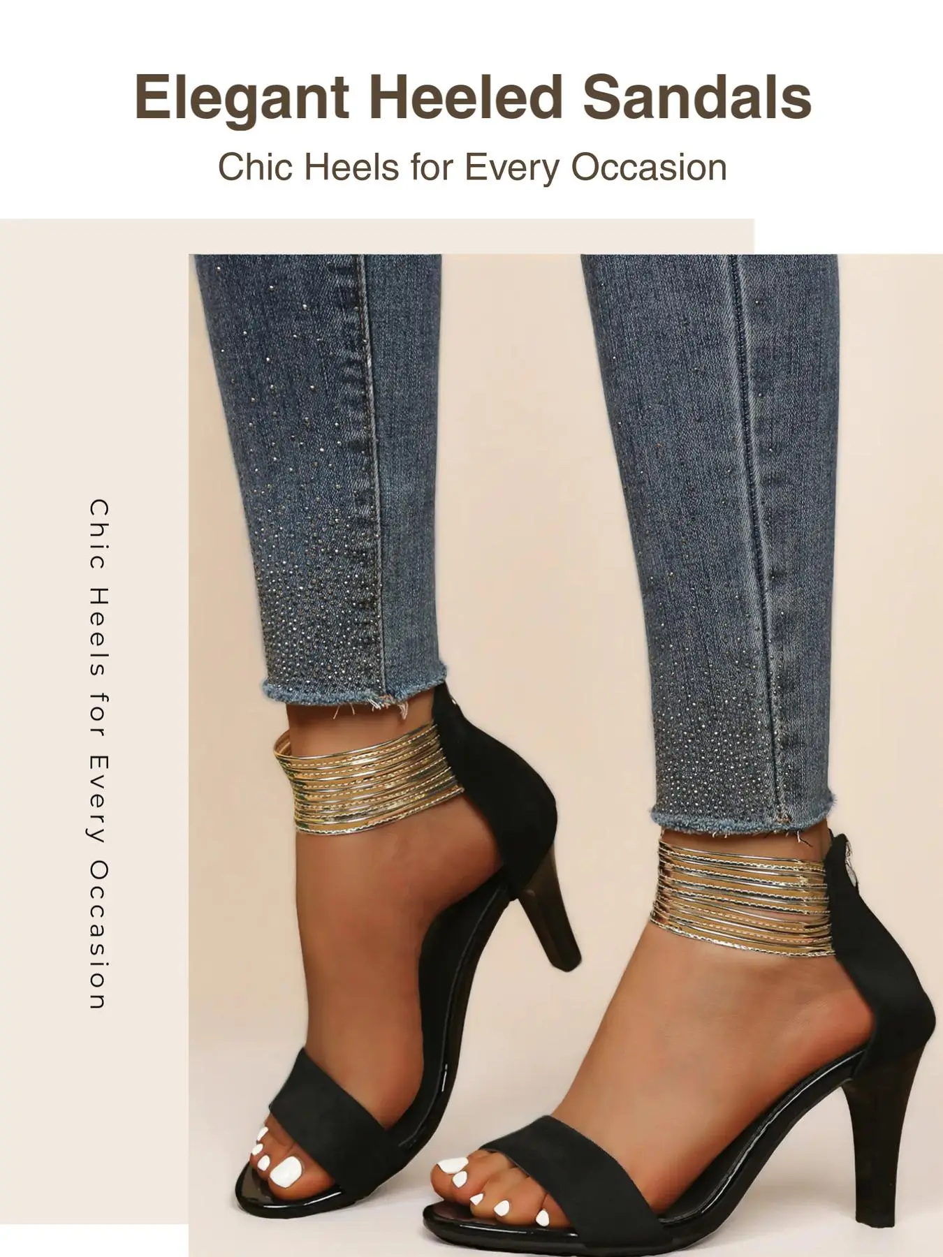 Women's New Open-Toe Strap Heeled Sandals, Fashionable and Comfortable, Ideal for Outdoor Wear, Daily Commute, and Parties, Fancy Sandals