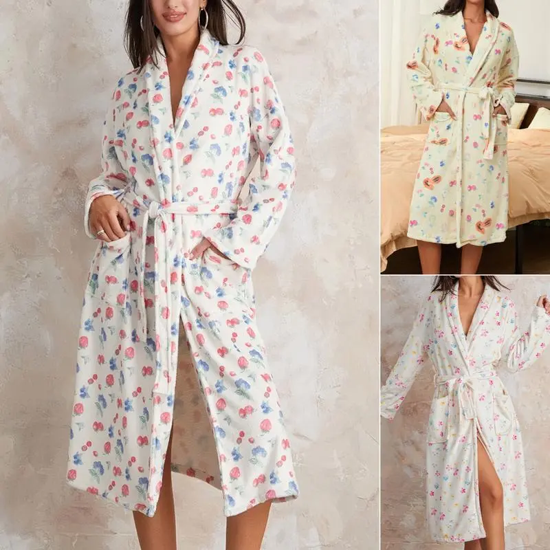 chinese dress ladies Dressing Gown for Women with Hood, Fluffy Super Soft Flannel Long Bath Robe  with Pockets, Perfect Loungewear Gifts for Mum Ladies (TYP-4,XL) at Amazon  Women's Clothing store
