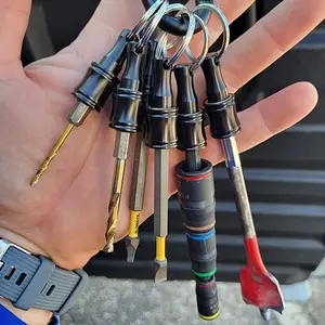 Mini Bit Keychain Tool, 6-Color 1/4 Inch Screwdriver Holder, Screwdriver Bits, Hex Shank Socket Extender, Portable Carry Repair Device
