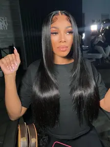 4x4 HD Lace Hairline Glueless Lace Front Wig Layered Cut Straight Human Hair Wig Straight Wigs Pre-Plucked Pre-Cut Lace Easy Wear Suitable for Any Occasion