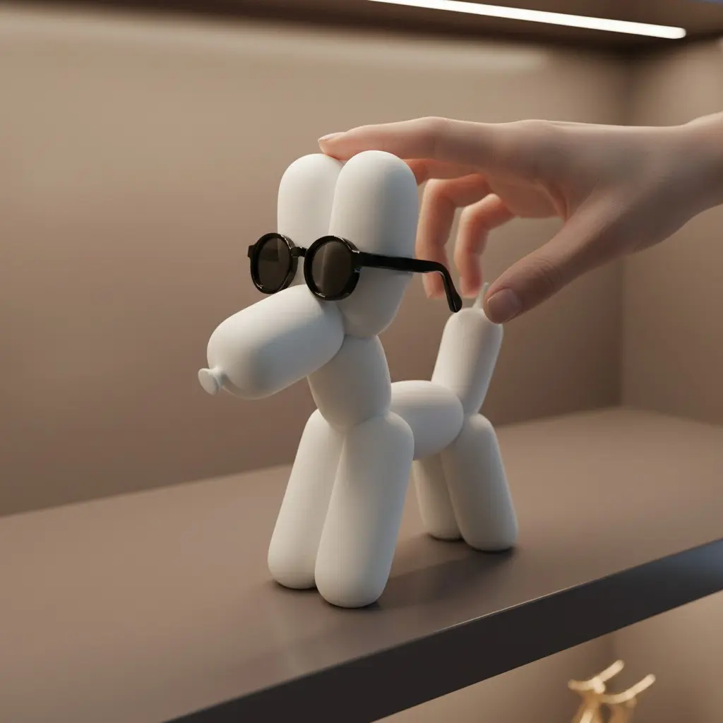 Cool Sunglasses Balloon Dog Figurine, Resin Statue, Resin Figure, Modern Art Craft Ornament, Decor Figurine Ornaments, Home Decoration for Living Room, Bedroom, Office, Desktop