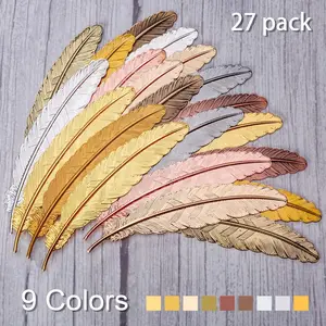 Vintage Feather Design Metal Bookmark, 27pcs/set Simple Elegant and Thin Bookmark, Office Stationery & Supplies for Home School Office