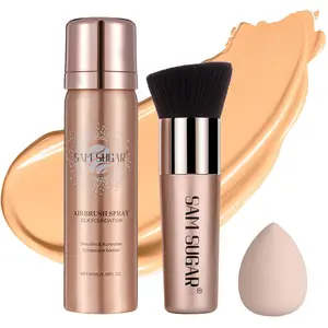 AirBrush Foundation Spray, Liquid Foundation Makeup Set, Full-Coverage Foundation Mist for Color Correcting,Concealer,Flawless Look,Matte Finish,Include Brush and Sponge,2.28oz(#1 Ivory White)