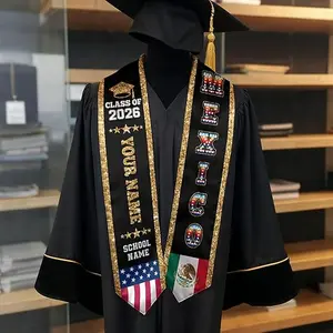 Mexican Graduation Sash, Mexican American Flag Sash 2026, Mexico Graduation Stole Customize