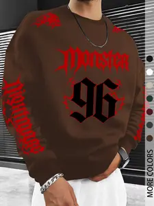 New Men's Digital Print Comfortable Versatile Sweatshirt, Spring Fall Loose Fit Long Sleeve Round Neck, Casual Daily Wear Top