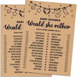 Baby Baptism Game Cards Set, Kraft Paper Cards, Fun Party Cards, Creative Baby Shower Party Supplies, Perfect for Newborns & Special Occasions, Durable Quality Design