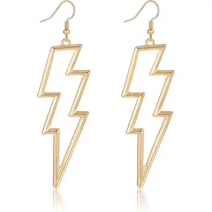 Lightning Bolt Drop Dangle Earrings For Woman Statement Flash Thunder Hook Earrings Punk Fashion Jewelry