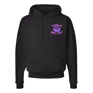 Skate.FM Classic Fleece Hoodie Black EcoSmart® Pullover with Kangaroo Pocket & Ribbed Cuffs Unisex Comfortable Sustainable Skatewear Soft Menswear Sweatshirt