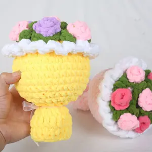 Handmade Crochet Large Bouquet (Ice Yarn), Hand-Knitted Flower Gift for Weddings/Friends/Besties, Festive Decorative Bouquet, Handmade Crochet Lily