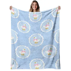 1pc Goose, Flannel Blanket, Soft, Warm, Vintage Pastoral Print Pattern, for Living Room Bedroom Office, AllSeason Use, Christmas | Christmas Gift | Best for Christmas