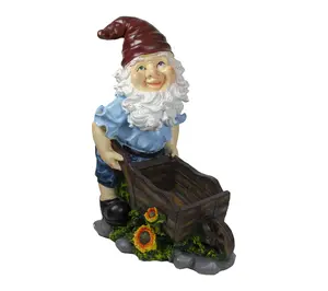 Northlight 20" Blue and Brown Wheelbarrow Gno me Garden Statu