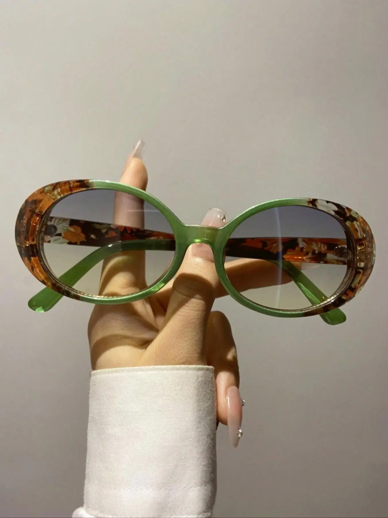 Vintage Sunglasses for Beach Holiday Vacation, Oval Frame Sunglasses for Outdoor, Fashion Sunglasses for Travel, Party, Daily Clothing Decor, Stylish Glasses
