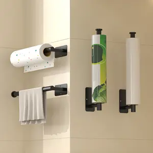 Wall-Mounted Kitchen Paper Towel Holder, Easy Installation, Space-Saving Design, Suitable for Bathroom Use, Holds Roll Paper & Towels, Bathroom Supplies, Bathroom Accessory, Bathroom Organizer, Bath Towel Rack