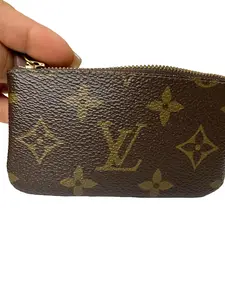 Pre-owned Canvas Small Leather Goods Monogram Key Pouch with chain