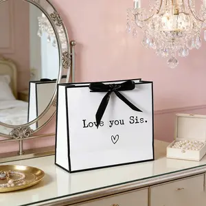 Fashion Letter Print Gift Bag, Sister Gift, Paper Gift Bag for Women, Casual Handbag, Birthday Gift, Party Favors, Wedding Decoration