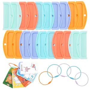 20 Pcs Reusable Plastic Card Holders for Yoto Cards with 6 Ring Loops, Portable Card Holder for Yoto Mini Player Audio Cards, Kids Travel Carrier, Yoto Accessory Organizer Storage Set