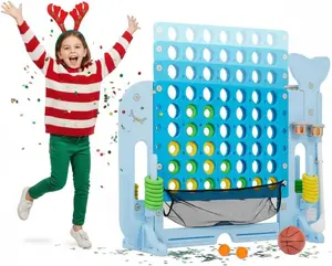 Giant 4 Connect Outdoor Game, Adjustable Height (2.8-3.8 FT), with Golf/Basketball/Ring Toss​, Quick-Release Slider, for Family Game Night Essential, Outdoor Camping Party Game, Team Building Events