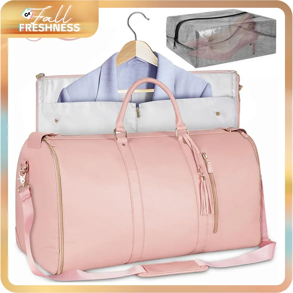 Lefame Travel Duffle Bag with Garment & Shoe Compartment, Carry On Weekender Bag for Women & Men, Airline Approved Personal Item, Waterproof Overnight