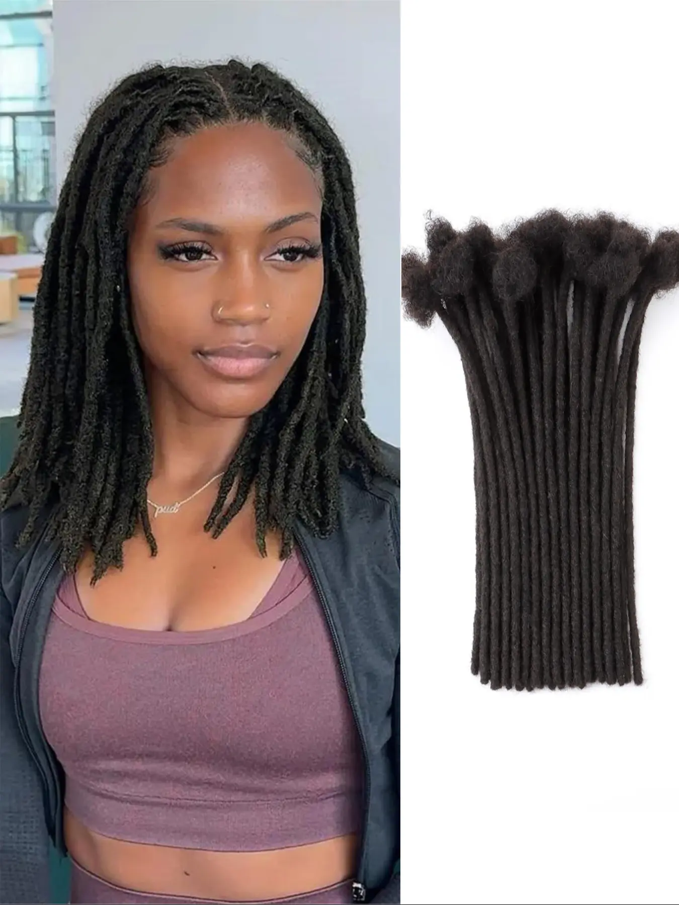 Dreadlock Extension Permanent Human Hair natural black Handmade Crochet Locs 6-16inch 20 Strands/Bundle for Daily Styles