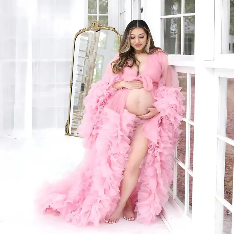 pink boho maternity dress Pink Boho Print Lace Trim Tiered Maternity Midi Dress  PinkBlush