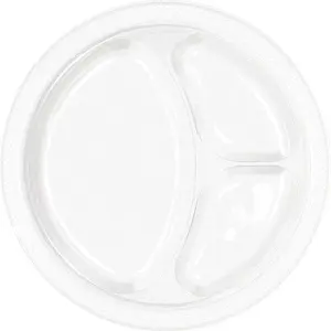 White Divided Plastic Plates 10.25'', 20ct