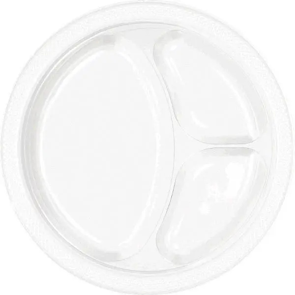 White Divided Plastic Plates 10.25'', 20ct