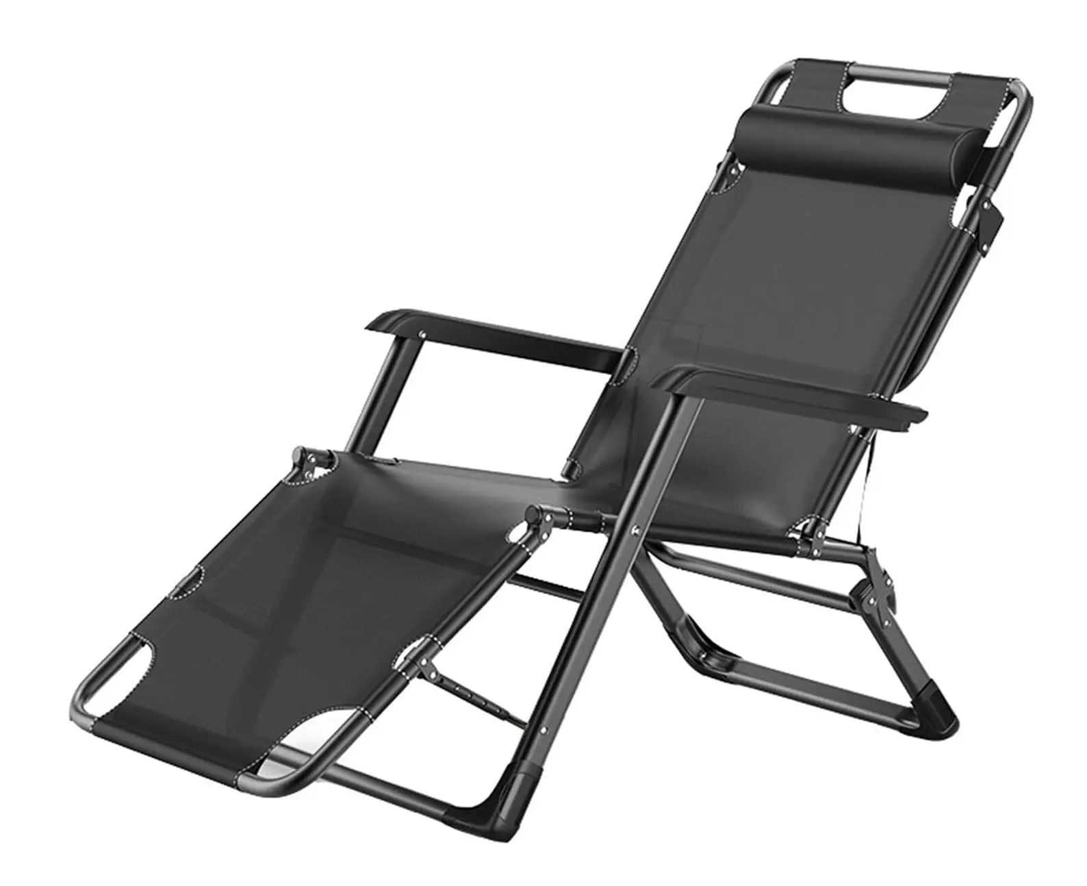 Adjustable Folding Recliner Chair, Steel & Oxford Outdoor Lounge Furniture, 5-Position Portable Design with Compact Fold for Camping & Hiking, Practical, Dual-Purpose, Seat Width 18.5", Collapsible, Durable, Metal, Space-Saving, (45.7 X 23.6 X 36.22)"