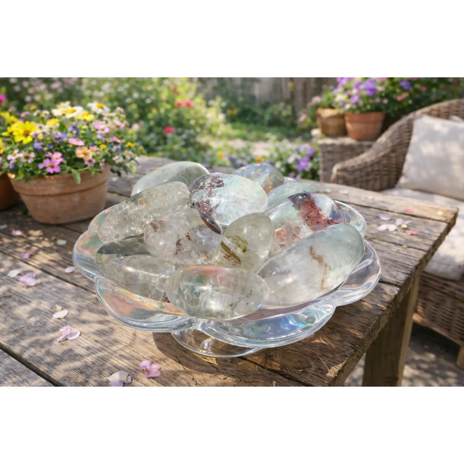 Natural Garden Quartz Phantom Lodolite Crystal Energy Palm Stone, Ornamental Accessory for Adults, Dreamers & Hobby Enthusiasts to Enhance Relationships