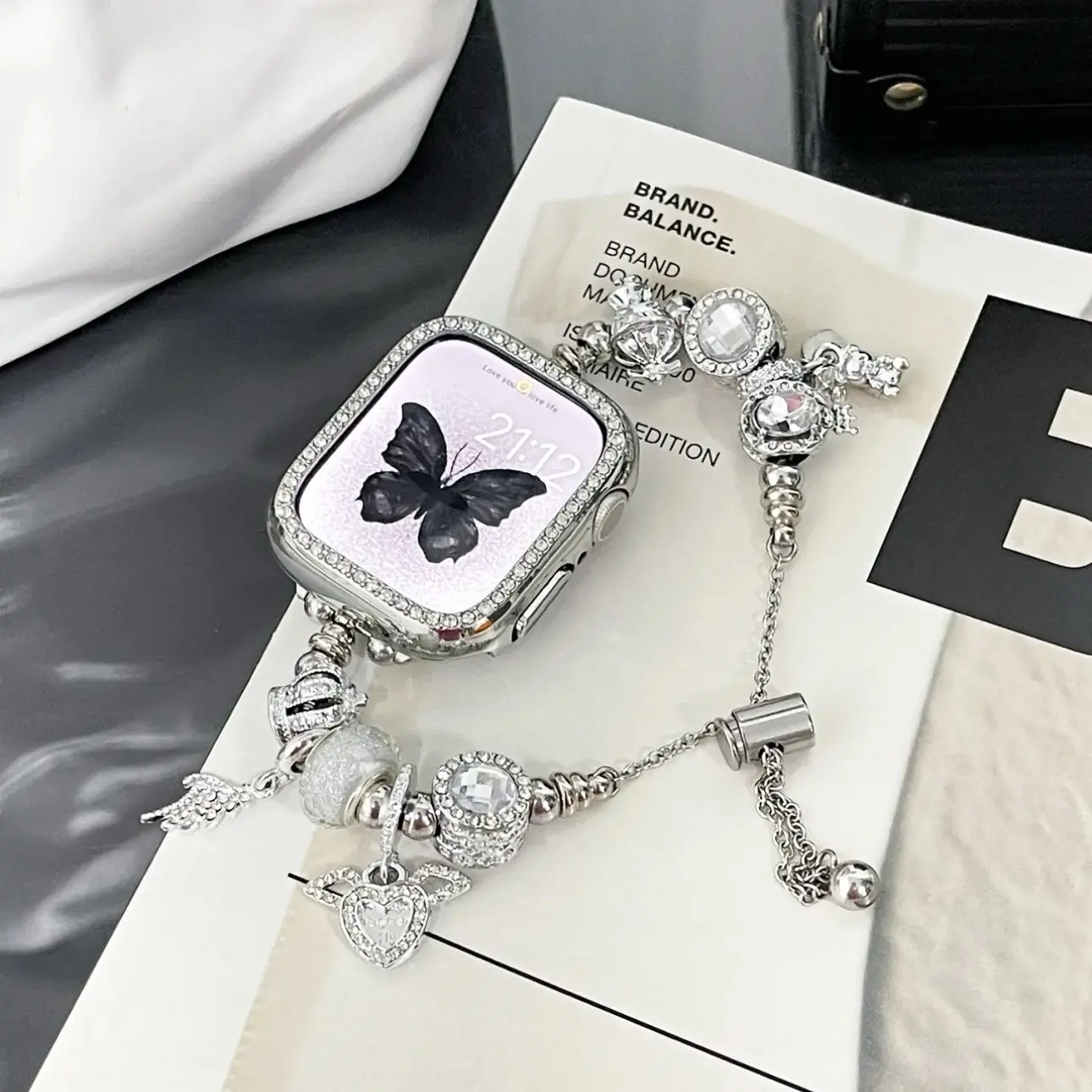 Angel series watch chain, super beautiful and super bright, special watch chain for smart watches