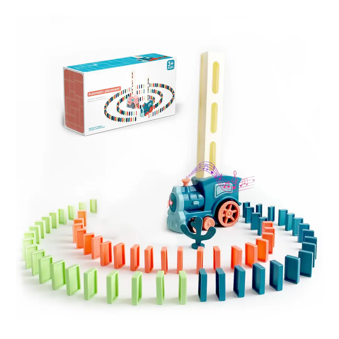 2026 New Automatic Stacking Domino Train Toy - Button Control, Train Sound, STEM Montessori Kids Game for 3+ Year Old Toddlers - Classic Novelty Model Toy Vehicle, Summer Christmas Birthday Gifts for Autistic Boys 4-8