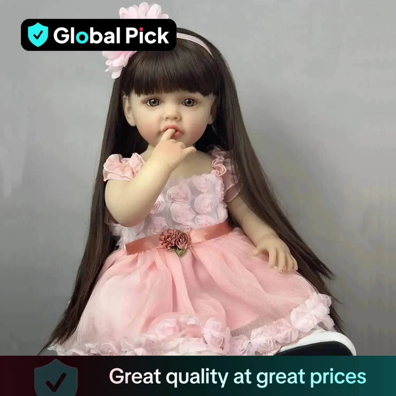 Realistic Reborn Doll, 1 Set Cute Soft Silicone Newborn Doll with Hand-painted 3D Eyelash and Lifelike Hair & Accessories, Birthday Gift for Kids, Gif