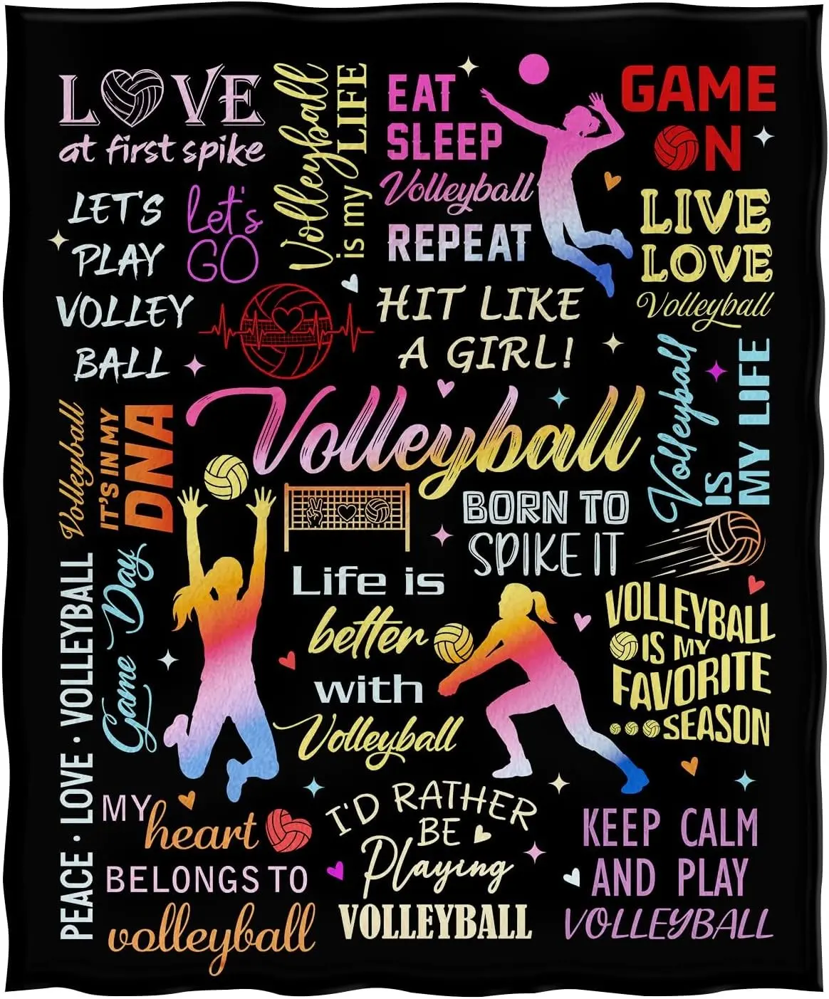 Volleyball Plush Fleece Blanket, Soft Warm Throw for Couch, Sofa, Bed