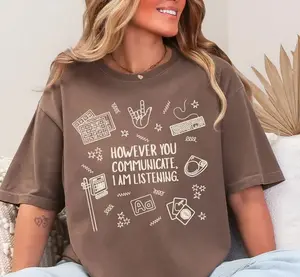 Everyone Communication Speechie AAC Bcba Aba Shirt Comfort Colors Sped Teacher Inclusion AAC Communications T-Shirt Speech Pathology Graduate - SoftHype Apparel