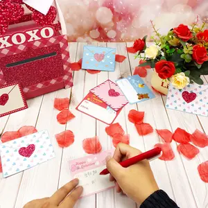 Heart Valentine's Day Card Box Mailbox Set, Party Exchange Gift Supplies Kit, Romantic Holiday Decorations, Perfect for Couples, Beautiful Gift Box