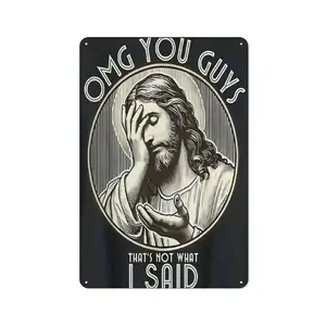 OMG You Guys That's Not What I Said Jesus Tin Sign: Viral Funny Religious Meme Wall Decor for Sarcastic Friends & Bar Decor Fans